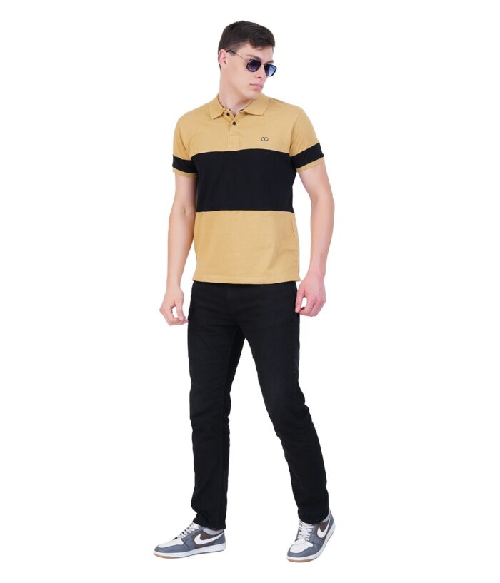 Polo T-Shirt Black with Sandal for Men in Half Sleeves