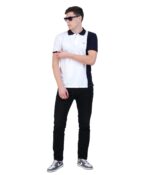 Polo T-Shirt White with Navy for Men | Half Sleeves